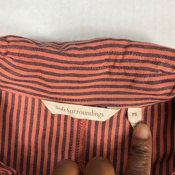 Soft Surroundings Lagenlook Tunic Shirt Striped Long Sleeve Loose Fit Top PS - Picture 4 of 12